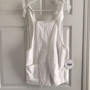 Princess Polly white short overalls/romper